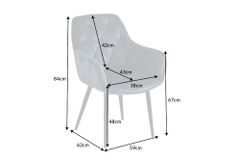 Design Stuhl MILANO petrol Samt mit Armlehne Ziersteppung gepolstert schwarze Metallbeine