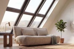 Modernes Schlafsofa ELYPSE 200cm greige Chenille 3-Sitzer Couch inkl. Kissen