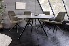 Runder Esstisch ATELIER 100cm grau Beton-Design schwarz Metall