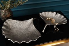 Dekorative Schale GINKGO 45cm silber handmade Metall