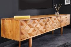 Massivholz TV-Lowboard ALPINE 145cm natur Akazie Retro Design honey finish