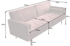 Modernes Schlafsofa COUTURE 200cm altrosa Microvelours 3-Sitzer Couch mit Schlaffunktion