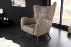 Design XL Sessel AMSTERDAM taupe Microfaser schwarze Metallbeine