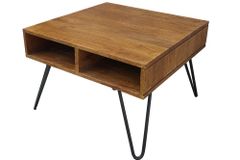 Massiver Couchtisch SCORPION 60cm braun honey finish Mangoholz mit Hairpin Legs