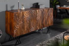 Handgearbeitetes Sideboard FLUID 160cm Mangoholz mit aufwendigen 3D Schnitzereien