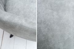 Retro Design Stuhl LUCCA stone grau Microfaser mit Armlehne Steppung gepolstert