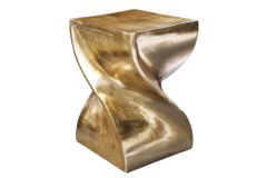 Skulp­tu­raler Beistelltisch TWIST 45cm gold Aluminium handmade Sitzhocker Nachttisch
