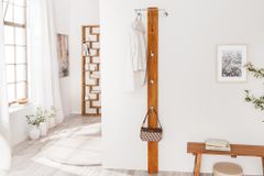Massive Wandgarderobe JAVA 185cm recyceltes Teakholz mit drei Kleiderhaken