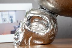 Design Deko-Schale SKULL 35cm silber Aluminium Totenkopf