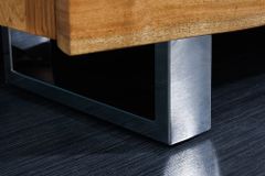 Massivholz Sideboard MAMMUT 170cm Akazie Baumkante mit Schubladen Kufengestell Edelstahl
