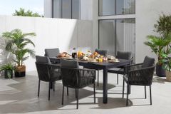 Stapelbarer Stuhl ROPE anthrazit Aluminium Gartensessel inkl. Kissen In- und Outdoor