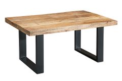 Design Couchtisch IRON CRAFT 100cm Mangoholz Eisen Industrial Design massiv schwarzes Gestell