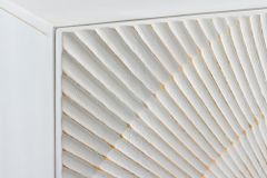 Massives Highboard GOLDEN SUNSET 120cm weiß gold Mangoholz mit 3D Schnitzereien