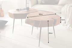 Runder Couchtisch GOA 60cm Akazie Massivholz Baumstamm schwarze Metallbeine