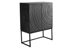 Design Highboard ORBIT 120cm schwarz Mangoholz mit 3D-Front Metall