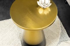 Design Beistelltisch ABSTRACT 60cm gold Metall gebürstet Patina Handarbeit rund Säulentisch