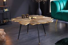 Dekorativer Couchtisch GINKGO 95cm gold schwarz handmade Metall