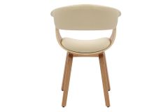 Design Stuhl ORGANIC natur Eiche creme beige Kunstleder mit Armlehnen