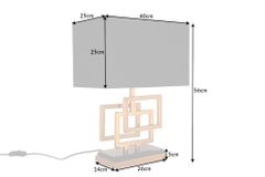 Moderne Tischleuchte ATLANTIS 56cm gold Stoffschirm schwarz Marmor Lampe