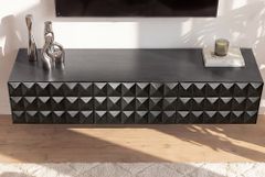 Hängendes TV-Lowboard VULCANO 160cm schwarz Mangoholz massiv