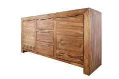 Massivholz Sideboard PURE 135cm braun Sheesham stone finish Kommode mit Schubladen