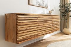 Hängendes Sideboard RELIEF 175cm natur Akazie Massivholz mit Schubladen