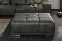Extravaganter Hocker ELEGANCIA 110cm grau mit Ziersteppung