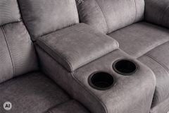 Exklusiver 2er Kinosessel HOLLYWOOD grau hochwertiger Vogue Veloursstoff mit Cupholder