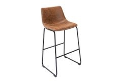 Design Barhocker DJANGO vintage braun Microfaser mit Lehne Eisengestell schwarz