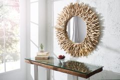 Handgearbeiteter Teakholz Spiegel RIVERSIDE 80cm natur Treibholz