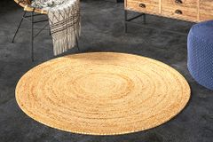 Runder Teppich PURE NATURE 150cm Jute handgewebt Flachgewebe