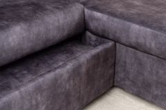 Ecksofa mit Schlaffunktion APARTMENT beidseitig aufbaubar grau Samt inkl. Stauraum