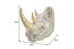 Deko-Wandfigur RHINO 40cm gold handmade Nashorn-Skulptur