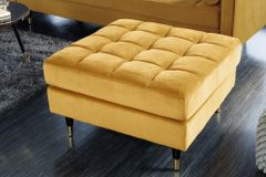 Design Hocker COZY VELVET 80cm senfgelb gold Samt Metallfüße