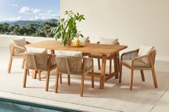 In- und Outdoor Gartenstuhl BALI ROPE natur beige Akazie wetterfest mit Armlehne Kissen