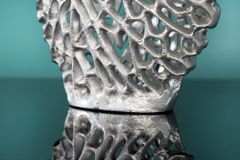 Filigranes Vasen 2er Set ABSTRACT LEAF 40cm silber Metall Handarbeit Blumenvase