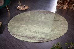 Vintage Teppich MODERN ART 150cm grün verwaschen rund Used Look