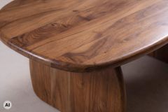 Design Couchtisch SCULPTURA 110cm braun Akazienholz organische Form