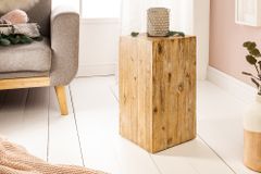 Massivholz Dekosäule COLUMNA 50cm Akazie teak-grau gekälkt Beistelltisch
