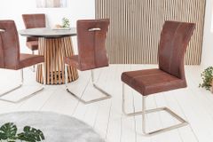 Freischwinger Stuhl SAMSON dark coffee Edelstahlrahmen mit Komfortgriff