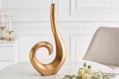 Moderne Vase WAVE 47cm gold Aluminium poliert Dekoration