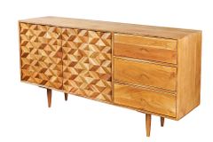 Massivholz Sideboard ALPINE 145cm Akazie honey finish Kommode mit Schubladen Retro Design