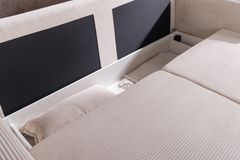 XXL Sofa mit Schlaffunktion APARTMENT beige Cord inkl. Bettkasten und Kissen