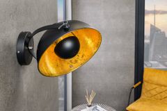Design Wandleuchte STUDIO 38cm schwarz Blattgold-Optik neigbarer Schirm