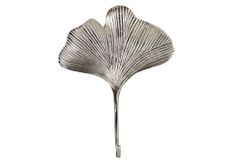 Dekoratives Kleiderhaken 3er Set GINKGO 30cm silber handmade Metall