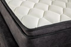 Boxbett PARIS 160x200cm grau Samt mit Stauraum inkl. Matratze und Topper