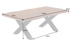 Massivholz Couchtisch MAMMUT 110cm Akazie Baumkante honey finish 3,5cm Tischplatte