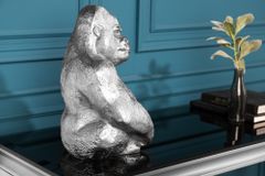 Dekorative Gorillafigur KONG 40cm silber handmade Metall Skulptur