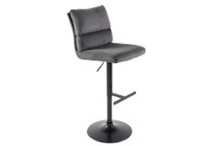 Höhenverstellbarer Barhocker COMFORT grau Cord drehbar mit Lehne Metall schwarz