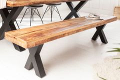 Industrial Sitzbank IRON CRAFT 200cm Mangoholz mit X-Beinen in schwarz